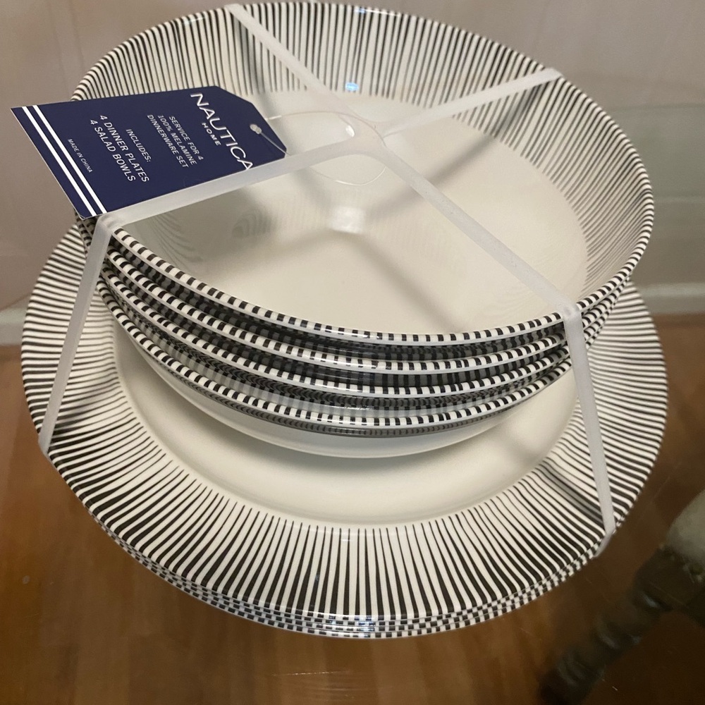 Nautica Black and White Dinnerware Set